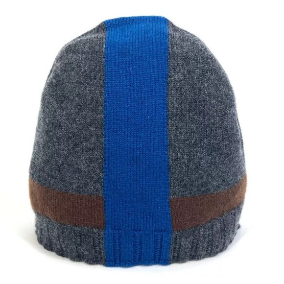 HERMES apparel Tricolor color hat Knit hat Cashmere gray main image 2